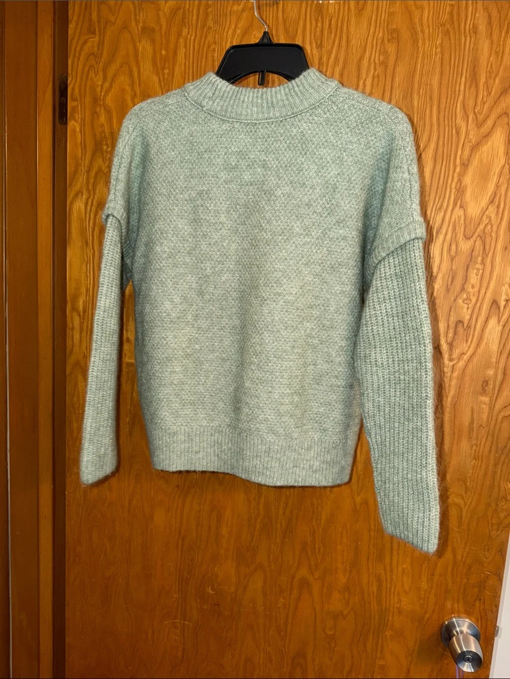 Madewell Sage Green Cable-Knit Crewneck Sweater